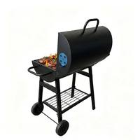 Barbecue au charbon de bois robuste avec table latérale large et roues tout-terrain pour les fêtes de famille dans le jardin