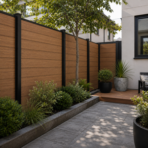 Clôture en composite WPC avec cadre en aluminium, fabrication directe d'usine, personnalisable, clôture de jardin et de piscine pour l'intimité, résistante aux intempéries, faible entretien - Product Image 3