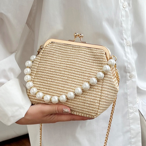 New Stylish Textured <b>Small</b> Square <b>Handbag</b> Clasp Closure Shoulder Crossbody and Shell Bag - Product Image 2