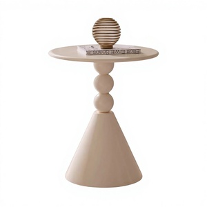 Table basse moderne en métal de petite taille avec structure en fer forgé pour salon - Design minimaliste moderne, style crème, meubles de salon - Product Image 1