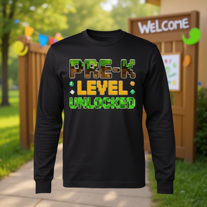 Camiseta de manga larga desbloqueada de nivel Pre K para niños, estilo gamer para el primer día de preescolar - Product Image 3