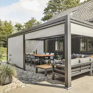 Bioklimatische Aluminium Lourve Pergola Witte Waterdichte Aluminium Pergola Dakbedekking Buiten Gemotoriseerde Lamellen Pergola