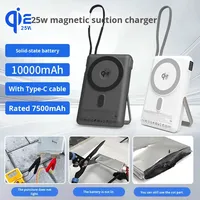 Batterie semi-solide certifiée 25W Batterie magnétique sans fil avec câble de type C Support de téléphone Charge pour ordinateur portable