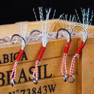 Blood Groove Treble <b>Hooks</b> High Carbon Steel Barbed Lure Fishing Bass <b>Hooks</b> Triple Strength Iron Plate Feather Single <b>Hooks</b> - Product Image 1