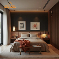 Ensemble de meubles de chambre d'hôtel de luxe 5 étoiles, style moderne, bois massif et MDF, finition chêne écologique résistante à l'eau