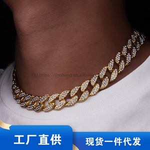 round hip hop necklace jewelry Cuban chain wholesale not off color ribbon men's necklace - Product Image 3