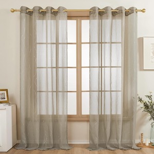 Cortina transparente con ojal <span class=keywords><strong>blanco</strong></span> personalizable JA para dormitorio, semitransparente para sala de estar, decoraciones de primavera para el hogar, <span class=keywords><strong>blanco</strong></span> <span class=keywords><strong>y</strong></span> plateado - Product Image 3