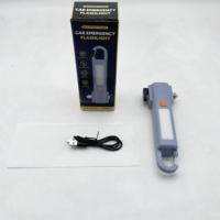 Lampe torche rechargeable d'extérieur avec fonction zoom, marteau de sécurité, base magnétique et corps en ABS