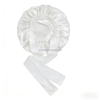 Bonnet de nuit en satin de soie LUMI pour femmes avec logo personnalisé, bonnet de douche surdimensionné avec large bord et longue queue, SPA