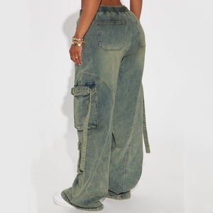 Nouvel Arrivage – Jean Large Femme de Haute Qualité, 100% Coton, Délavé à l'Acide, Style Urbain, Cargo Baggy en Denim - Product Image 2