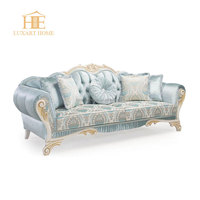Meubles de salon en bois massif de luxe, canapé en tissu, meubles de salon en bois sculpté