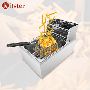 Friteuse électrique commerciale, 2x 6 litres, avec contrôle de température, appareil à friture pour Restaurant - Product Image 1