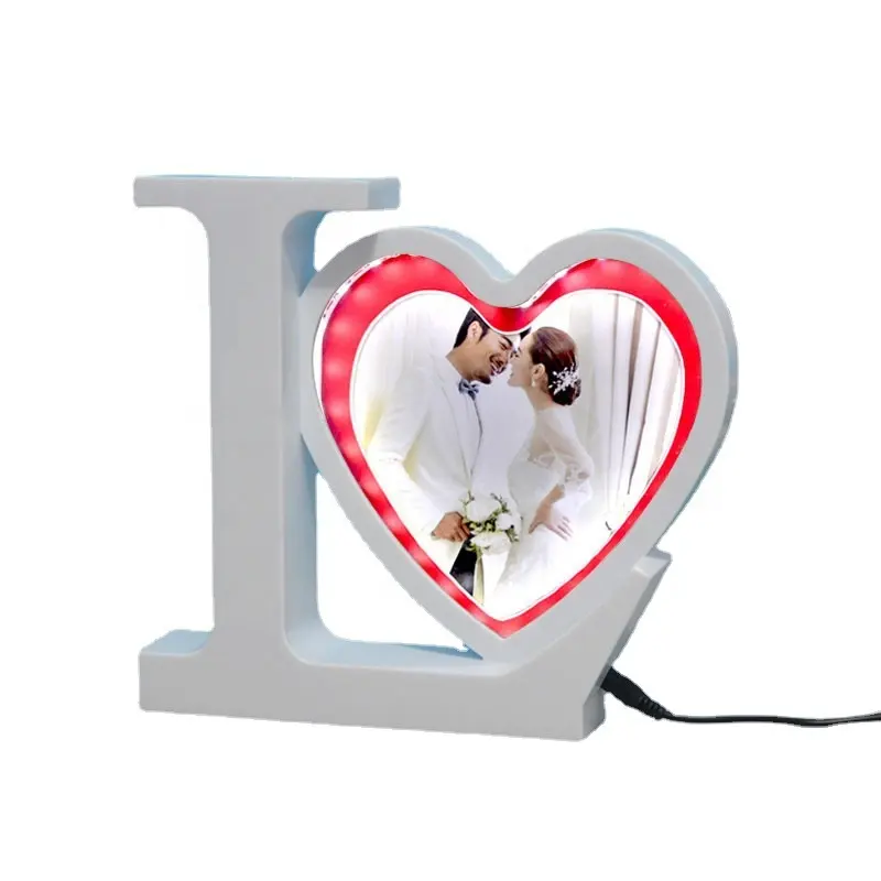 Tre colori disponibili sublimazione in bianco LED Love Magic Photo Frame per regalo di san valentino