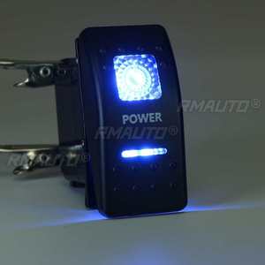 Interrupteurs à bascule étanches 12V 24V pour voiture, bateau, caravane, avec double barre lumineuse LED bleue, universels 4x4, pour feux latéraux DROIT GAUCHE - Product Image 3