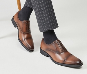 Chaussures Oxford en cuir pour hommes, style anglais, à bout pointu, avec bride, style gentleman, confortables, décontractées, pour affaires - Product Image 5