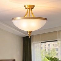Plafonnier LED en cuivre à tête unique pour restaurant américain pour chambre à coucher, bureau, jardin, escalier, balcon et allée, éclairage en laiton