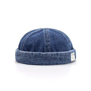 Casquette de marin américaine rétro tendance en coton denim pour homme et femme, style japonais artistique, avec étiquette en tissu - Product Image 2