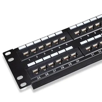 Panel Patch LAN Ethernet CAT6/CAT5E 1U 24/48 Port Rak Mount, Frame Distribusi Modular, Konektor UTP/FTP RJ45 Female