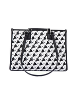 Sac fourre-tout portable à grande capacité avec fermeture éclair à deux poignées, motif pied-de-poule, pour ordinateur portable et travail, unisexe, en crochet
