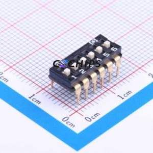 HAM-06HWA-R DIP Switch Through hole Component (THT) Switch Flat Toggle, Raised Type Single Pole Single Throw 6 2.54mm - Product Image 1
