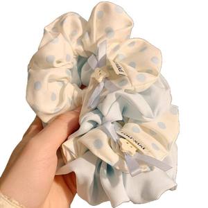 Lazo de <span class=keywords><strong>pelo</strong></span> de <span class=keywords><strong>cuello</strong></span> grande francés con moño simple Diseño elegante de cola de caballo lindo para niñas Material de tela Color sólido - Product Image 5