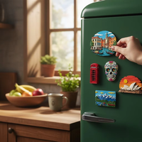 Autocollant de réfrigérateur personnalisé pour Halloween avec maison hantée, camion citrouille et squelette effrayant, aimant promotionnel pour la décoration de fête