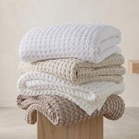Couverture en coton tissée personnalisée pour lit et usage domestique, confort estival, tissage gaufré épais