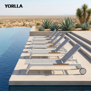 Lettino Prendisole di Lusso in Metallo Grigio Scuro, Resistente alle Intemperie, con Tessuto Sling, per Piscina e Spiaggia, Qualità Commerciale - Product Image 5