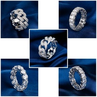 Bague Hip Unisexe en Argent Sterling 925 Plaqué Or Blanc avec Moissanite D Color VVS de 1,4 mm à Taille Brillante, Certifiée GRA, Design Tendance