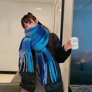 وشاح نسائي شتوي كبير ملون مدقق سميك وشاح لف دافئ غير رسمي شرابة بطانية وشاح أنيق تصميم منقوش - Product Image 4