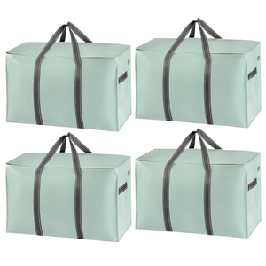Ensemble de sacs de rangement pliables en polypropylène <span class=keywords><strong>VENO</strong></span> de 102 litres avec poignées robustes et fermeture éclair (vert clair, lot de 4) - Product Image 1