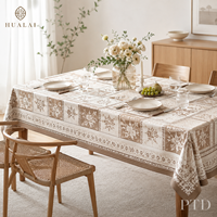 Nappe HuaLai 60x102 pouces en polyester effet coton, motif floral damassé vintage avec bordure, idéale pour mariages et dîners sur mesure