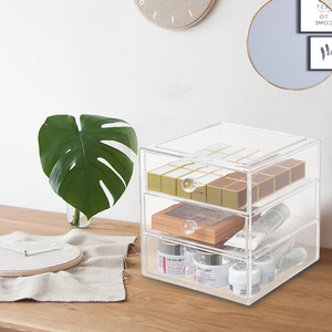 CAI YA-Organizador de Cosméticos Multifuncional, Cajón de Tres Capas, Caja de Almacenamiento Rectangular, a Prueba de Polvo, Mesa de Almacenamiento de Maquillaje - Product Image 1