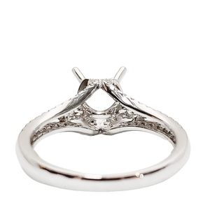 Bijoux à court délai de livraison Logo laser de qualité supérieure 18k solide or blanc véritable diamant forme ronde semi-monture fiançailles pour les femmes - Product Image 3