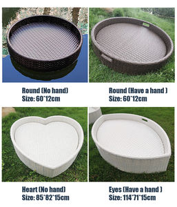 Haut <span class=keywords><strong>de</strong></span> gamme <span class=keywords><strong>bali</strong></span> piscine boissons nourriture déjeuner plateaux <span class=keywords><strong>de</strong></span> service en rotin rond plateau flottant pour piscine - Product Image 2