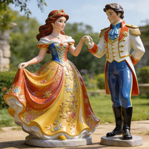Sculpture personnalisée S855 en fibre de verre Princesse Prince, Statue de mariage romantique avec thème musical, Figurine de dessin animé, Écologique pour mariages B2B - Product Image 1