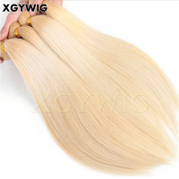 10 "-40" Stock expédition le jour suivant faisceaux droits soyeux brésiliens vierges humains platine blond couleur 613 Extensions de cheveux