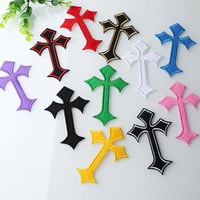 Patch brodé croix gothique mixte multicolore, thermocollant ou à coudre, pour la décoration de vestes, jeans, sacs à dos et vêtements