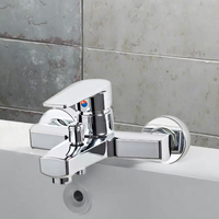 FEIDU Chrome poli mitigeur mural moderne robinets de bain-douche motif de pulvérisation de pluie mixte eau chaude et froide en céramique