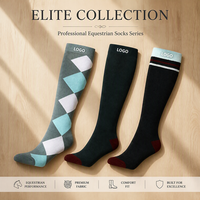 Chaussettes d'équitation personnalisées avec logo, respirantes, en maille renforcée, à rayures argyle multicolores