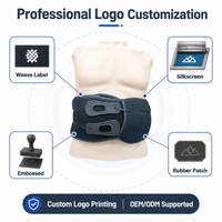 Ceinture de soutien lombaire élastique noire avec coussinet ergonomique moulé, sangles de tension double couche et prête pour l'ajout de logo