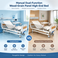 Lit médical d'hôpital manuel à 2 fonctions avec dossier et repose-jambes, table relevable, panneau en acier estampé pour usage en salle de soins