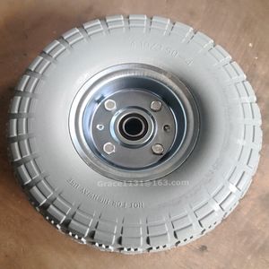 Ruedas de neumático <span class=keywords><strong>Dolly</strong></span> de goma de poliuretano sin planos de 10 pulgadas 4,10/3,50-4, rueda giratoria, nueva rueda de espuma para vagón, camión, rueda de carretilla - Product Image 3