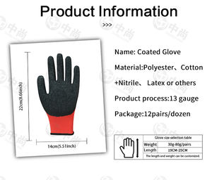 Fábrica al por mayor 13G Guantes de trabajo de poliéster rojo con revestimiento de látex arrugado EN388 Guantes de seguridad de látex al por mayor - Product Image 3