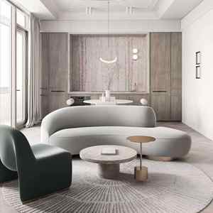 Sofá Moderno de Cuero y Terciopelo Curvo para Recepción, Salón, Centro Comercial, Sofá de Espera, Sofá de Hotel de Ocio, Muebles para Vestíbulo - Product Image 6