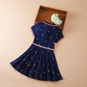 KUYEEBEAR 2020 Vestido de Verano de Manga Corta para Niñas, Vestido Dulce de Manga Corta para Bebés, ODM, Geométrico, Liso, Teñido, Cuello Alto - Product Image 4