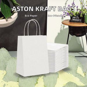 Bolsas de Papel Kraft Reciclado Blancas Medianas Aston con Asas de Tela para Compras, Fiestas y Promociones - Impresión de Logotipo y Grabado Personalizados - Product Image 3