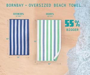 Telo Mare Oversize in Cotone a Righe <span class=keywords><strong>Verde</strong></span> <span class=keywords><strong>Menta</strong></span>, 500GSM Spesso in Cotone Ring Spun ad Asciugatura Rapida per Piscina, Nuoto, Viaggi e Uso Esterno per Adulti - Product Image 4