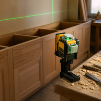 Niveau laser rotatif industriel MARS DW089LG à 360 degrés, 12 lignes, lumière verte, visualisation sur 3 côtés, alimenté par batterie au lithium, pour extérieur