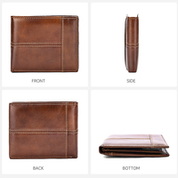 Nouveaux portefeuilles en cuir véritable vintage pour hommes, portefeuilles courts de haute qualité pour hommes d'affaires, porte-monnaie, porte-cartes de crédit, portefeuilles pour hommes